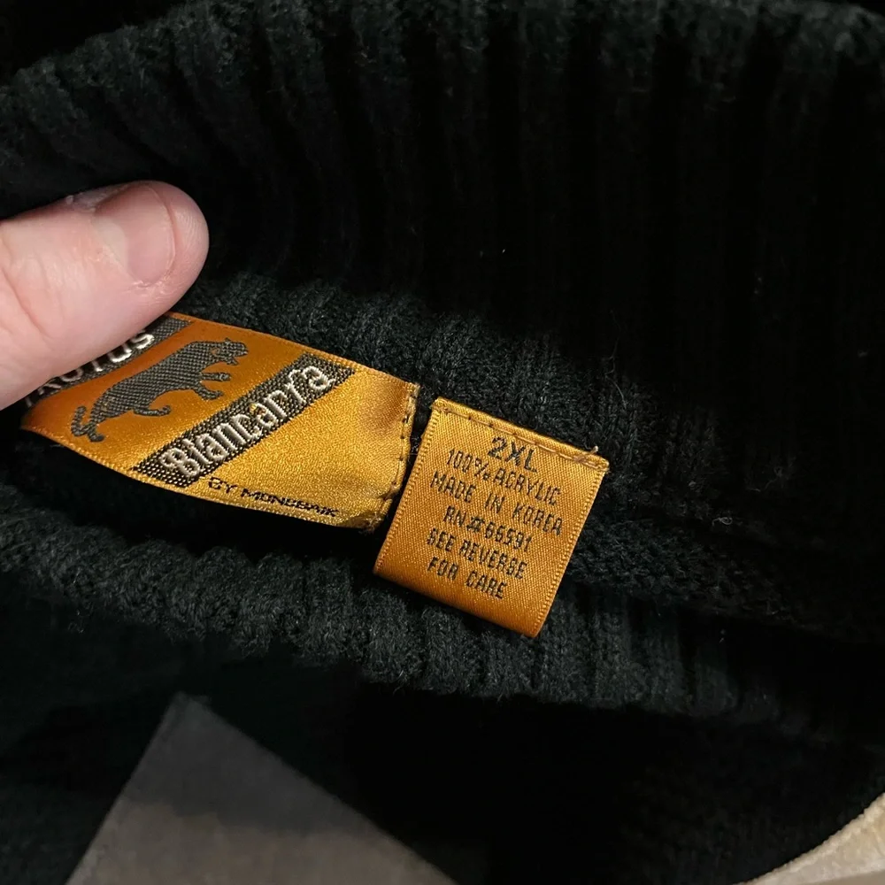 Vintage Trutus‎ Biancarra Men’s Swede Dimond Patch Sweater XXL Black
